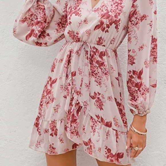 Floral Print Long Sleeve Mini Dress - Picture 2 of 7